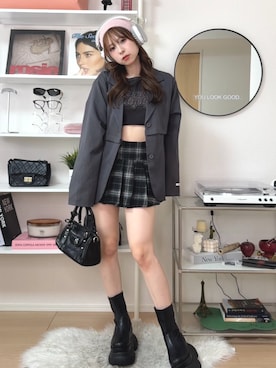 「アイテム（ニットキャップ/ビーニー）」を使った、りなてぃさん（レディース・150cm）の秋コーディネート