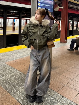 「アイテム（ヘアアクセサリー）」を使った、りなてぃさん（レディース・150cm）の秋コーディネート