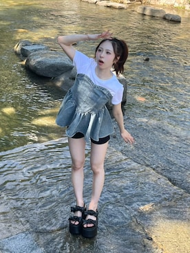 「GU（ジーユー）のアイテム」を使った、りなてぃさん（レディース・150cm）の夏コーディネート