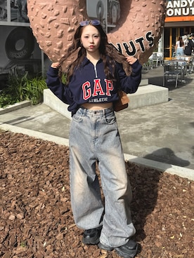 「アイテム（スウェット）」を使った、りなてぃさん（レディース・150cm）の秋コーディネート