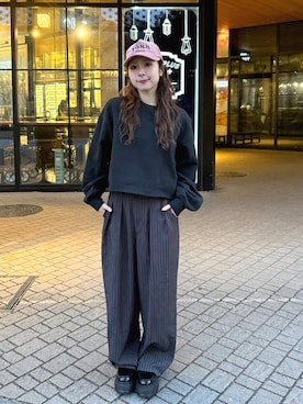 「アイテム（キャップ）」を使った、りなてぃさん（レディース・150cm）の冬コーディネート