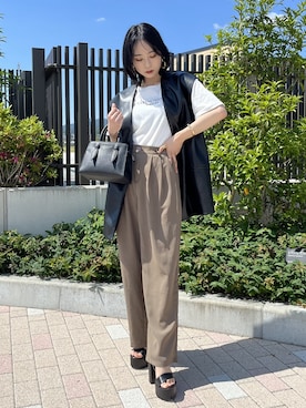 「アイテム（ベスト）」を使った、りなてぃさん（レディース・150cm）の春コーディネート