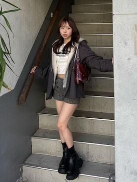 「GRL（グレイル）のアイテム（シューズ）」を使った、りなてぃさん（レディース・150cm）の春コーディネート