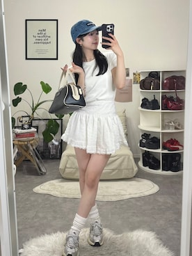 「アイテム（ボストンバッグ）」を使った、りなてぃさん（レディース・150cm）の夏コーディネート