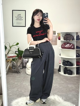 「アイテム（スラックス）」を使った、りなてぃさん（レディース・150cm）の夏コーディネート