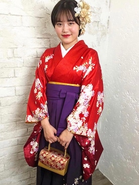 「着物」｜「アイテム（ハンドバッグ）」を使った、ririnさん（レディース・154cm）の秋コーディネート