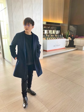 「RAGEBLUE（レイジブルー）のアイテム（チェスターコート）」を使った、NAOTOさん（メンズ・168cm）の春コーディネート