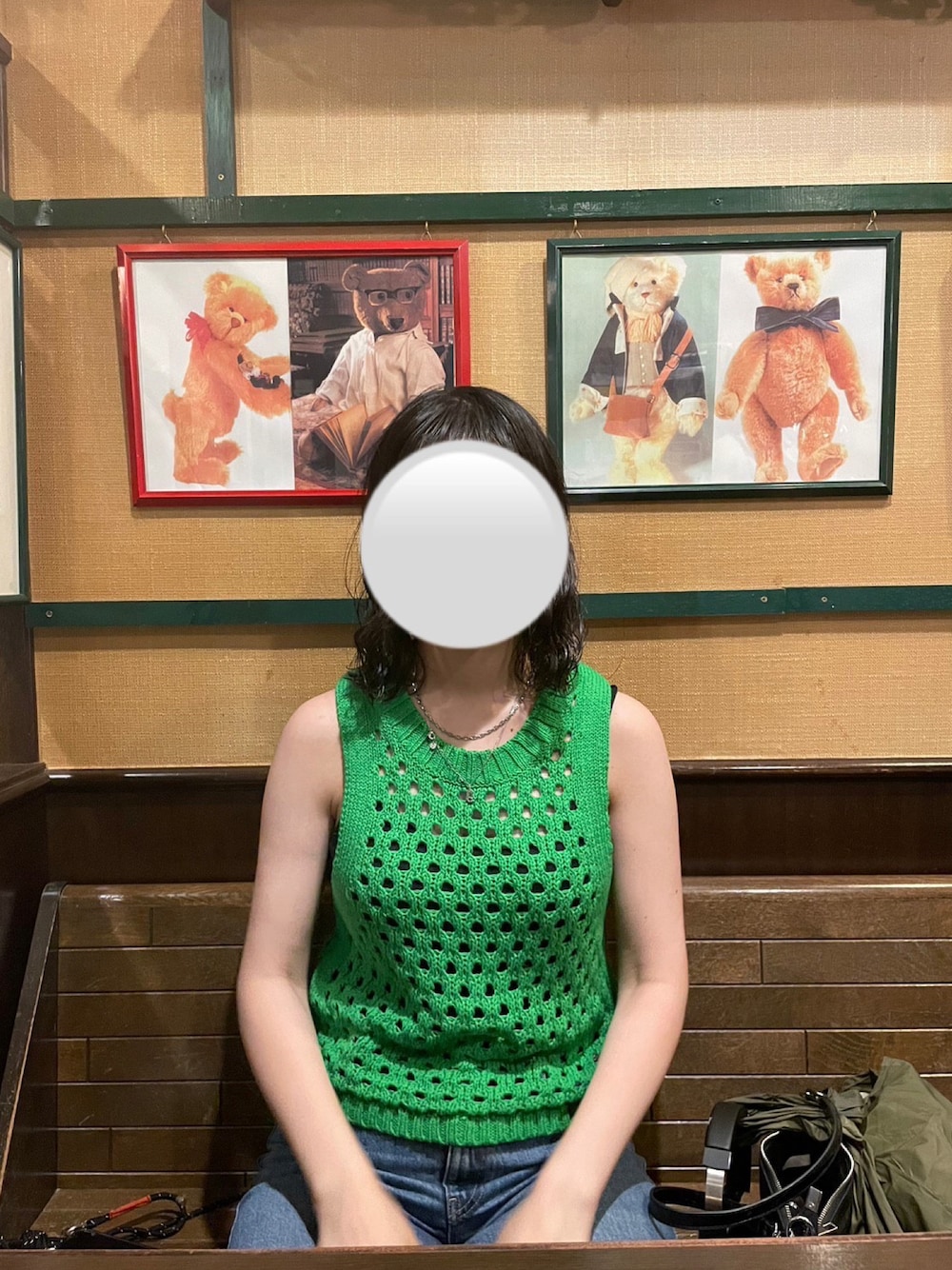 「夏コーデ、大人女子、キレイめ、moussy、おしゃれさんと繋がりたい、グリーン、カジュアル、カジュアルコーデ」｜「MOUSSYのCROCHET タンクトップ（タンクトップ、グリーン系）」を使った、oolong2さん（レディース・163cm）の夏コーディネートの1枚目の写真