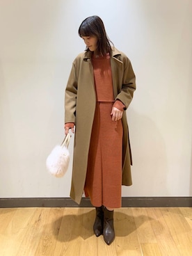 「冬の差し色コーデ」｜「アイテム（ワンピース/ドレス）」を使った、イケダさん（レディース・166cm）の冬コーディネート