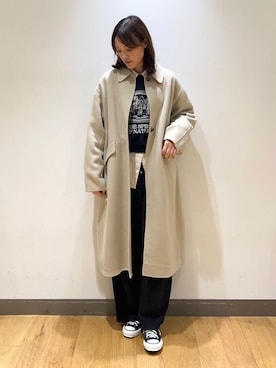 super120 リバーステンカラーコートを使った人気ファッション