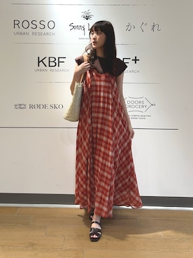 「チェックワンピース」｜イケダさん（レディース・166cm）の春コーディネート