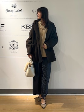 「アイテム（ピーコート）」を使った、イケダさん（レディース・166cm）の秋コーディネート