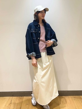 「URBAN RESEARCH Sonny Label（アーバンリサーチサニーレーベル）のアイテム（デニムジャケット）」を使った、イケダさん（レディース・166cm）の冬コーディネート