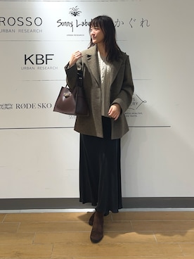 「アイテム（その他アウター、グリーン系）」を使った、イケダさん（レディース・166cm）の秋コーディネート