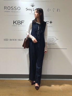 「アイテム（サロペット/オーバーオール、ブルー系）」を使った、イケダさん（レディース・166cm）の秋コーディネート