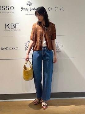「アイテム（メガネ）」を使った、イケダさん（レディース・166cm）の夏コーディネート