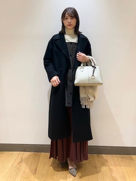 「アイテム（チェスターコート）」を使った、イケダさん（レディース・166cm）の冬コーディネート
