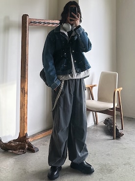 「アイテム（ウォレットチェーン）」を使った、しーさん（メンズ・176cm）の冬コーディネート