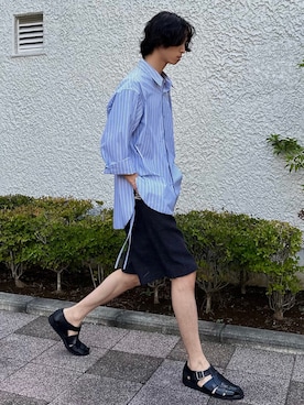 「ストライプ」｜「アイテム（フレグランス）」を使った、しーさん（メンズ・176cm）の夏コーディネート