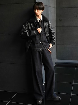 「アイテム（ウォレットチェーン、ベージュ系）」を使った、しーさん（メンズ・177cm）の秋コーディネート