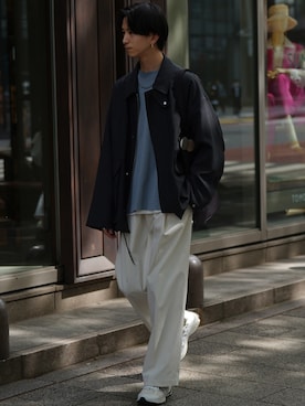「いまどきジャケット写真」｜「アイテム（ブルゾン）」を使った、しーさん（メンズ・177cm）の春コーディネート