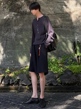 「WYM LIDNM（ウィム バイ リドム）のSilver 925 CROSS-LINK CHAIN NECKLACE（ネックレス、シルバー系）」を使った、しーさん（メンズ・177cm）の春コーディネート