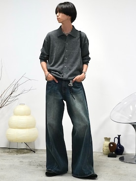 「アイテム（バングル/リストバンド）」を使った、しーさん（メンズ・177cm）の秋コーディネート