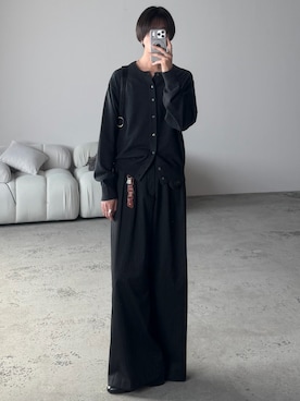「WYM LIDNM（ウィム バイ リドム）のT/C CREW COMPACT CARDIGAN（カーディガン/ボレロ、グレー系）」を使った、しーさん（メンズ・177cm）の春コーディネート