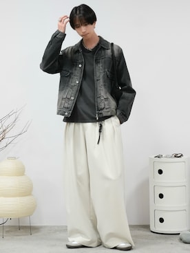 「アイテム（デニムジャケット）」を使った、しーさん（メンズ・177cm）の冬コーディネート