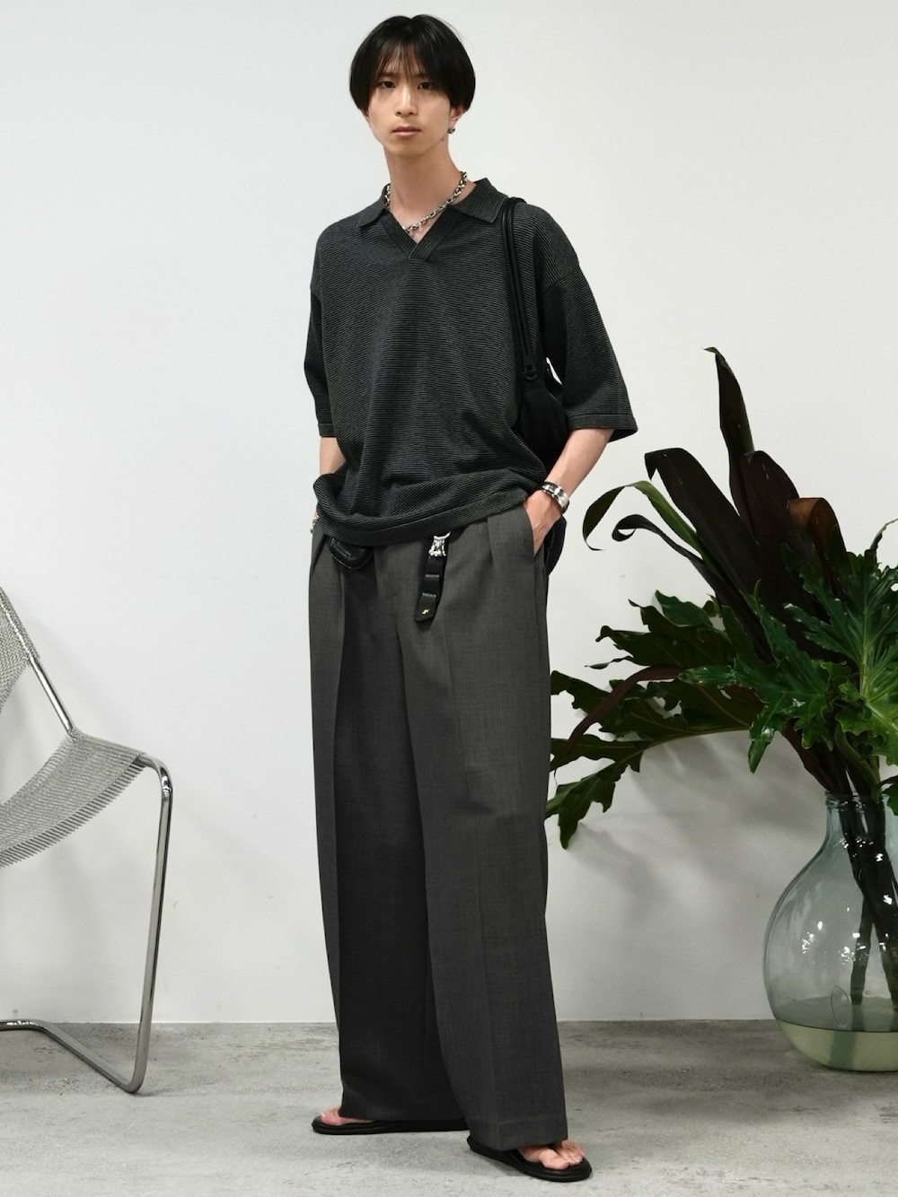 SEMI WIDE STRAIGHT WOOLY SLACKSを使った人気ファッション