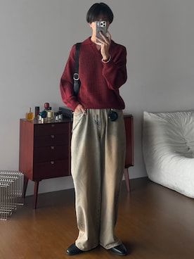「NOIRER（ノイア）のダーティウォッシングワイドデニムパンツ（ダスティグレー）（Denim pants、その他）」を使った、しーさん（メンズ・177cm）の夏コーディネート