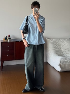 「WYM LIDNM（ウィム バイ リドム）のSilver 925 SNAKE CHAIN NECKLACE（ネックレス）」を使った、しーさん（メンズ・177cm）の夏コーディネート