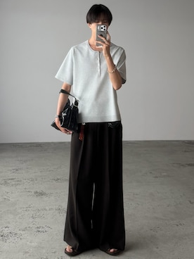 「WYM LIDNM（ウィム バイ リドム）のSilver 925 SNAKE CHAIN NECKLACE（ネックレス）」を使った、しーさん（メンズ・177cm）の夏コーディネート