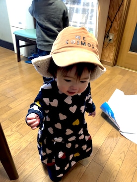 「PETIT BATEAU（プチバトー）のアイテム（ワンピース/ドレス）」を使った、tttrrrrさん（キッズ・70cm）の冬コーディネート