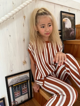 「LOWRYS FARM」｜「アイテム（オールインワン・サロペット）」を使った、🌈IR♡ᕼᗩ🌈さん（キッズ・123cm）の夏コーディネート