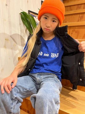 「WEGO（ウィゴー）のアイテム（帽子）」を使った、🌈IR♡ᕼᗩ🌈さん（キッズ・123cm）の秋コーディネート