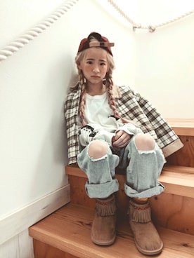 「OLD NAVY（オールドネイビー）のアイテム」を使った、🌈IR♡ᕼᗩ🌈さん（キッズ・123cm）の冬コーディネート