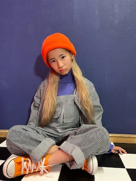 「WEGO（ウィゴー）のアイテム（帽子）」を使った、🌈IR♡ᕼᗩ🌈さん（キッズ・123cm）の秋コーディネート