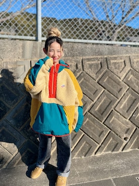 「古着好きな人と繋がりたい」｜「アイテム（ジャケット/アウター）」を使った、🌈IR♡ᕼᗩ🌈さん（キッズ・123cm）の冬コーディネート