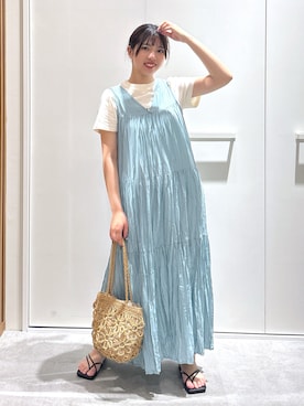 「FREE'S MART（フリーズマート）のアイテム（かごバッグ）」を使った、kotomiさん（レディース・156cm）の夏コーディネート