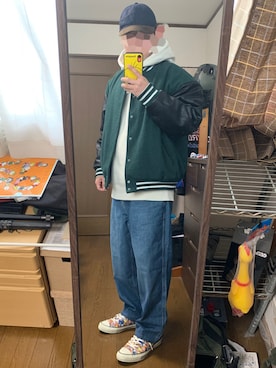 「WEGO（ウィゴー）のアイテム（スタジャン）」を使った、アスパラガスさん（メンズ・170cm）の冬コーディネート