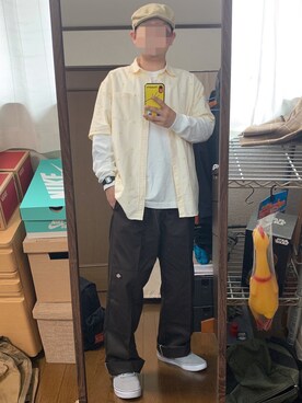 「ハンチング」｜「アイテム（デジタル腕時計）」を使った、アスパラガスさん（メンズ・170cm）の夏コーディネート
