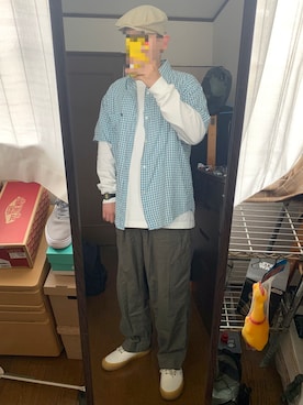 「ハンチング」｜「アイテム（デジタル腕時計）」を使った、アスパラガスさん（メンズ・170cm）の夏コーディネート