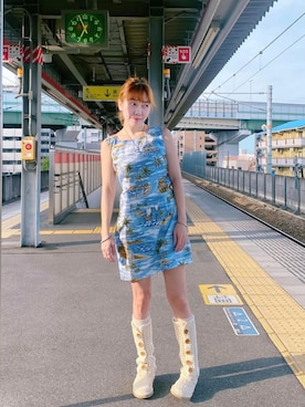 「VINTAGE（ヴィンテージ）のアイテム（ドレス）」を使った、iamwanwisaさん（レディース・158cm）の夏コーディネート