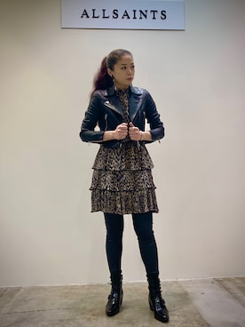 「アラフォーコーデ」｜「アイテム（ライダースジャケット）」を使った、Zoeyさん（レディース・160cm）の春コーディネート