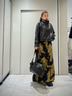 「アイテム（ライダースジャケット）」を使った、Zoeyさん（レディース・160cm）の冬コーディネート