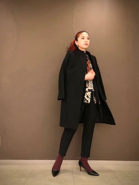 「アラフォーコーデ」｜「アイテム（ステンカラーコート）」を使った、Zoeyさん（レディース・160cm）の冬コーディネート