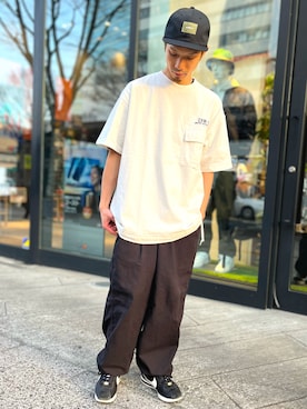 「AVIREX（アヴィレックス）のアイテム（キャップ）」を使った、坂本聖矢さん（メンズ・164cm）の春コーディネート