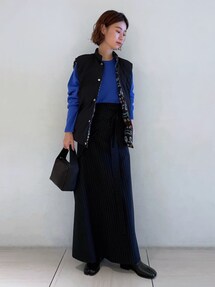 BACCA（バッカ）の「ストライプウールギャバジン ラップスカート