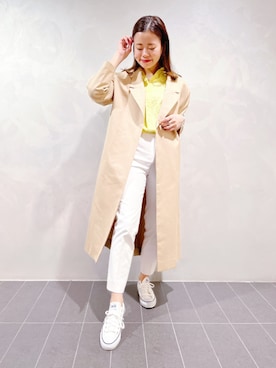 「イエローコーデ」｜「アイテム（トレンチコート）」を使った、soneさん（レディース・160cm）の春コーディネート